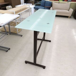 北海道/千歳市 美品！カウンターテーブル ガラス天板 バーテーブル 