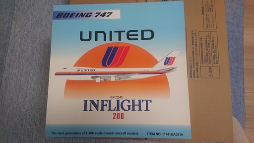 【新品】ユナイテッド航空　ボーイング747-100　1:200 飛行機模型
