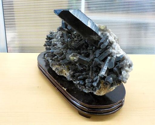 希少 黒水晶クラスター 原石 天然石 パワーストーン モリオン 32cm