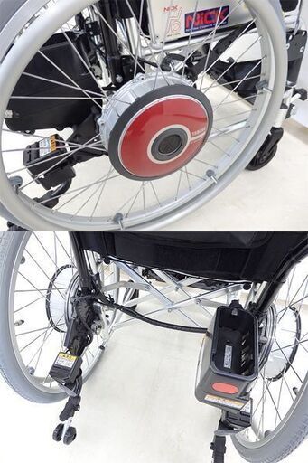 千歳市/恵庭市 ニック ヤマハ 車いす用電動ユニット搭載 JWX-1PLUS 電動車椅子 アルミフレーム 22インチ 介護