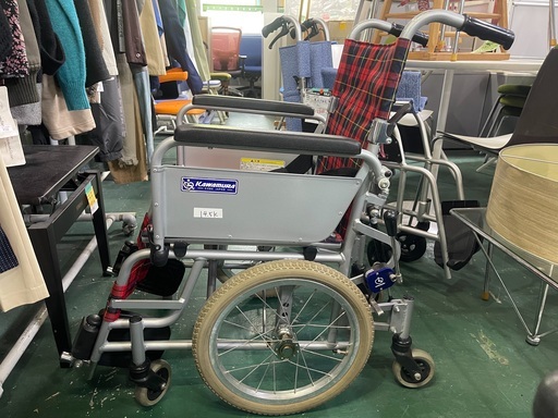 カワムラ　介助用　車椅子　KAK16-40 中古 レッド