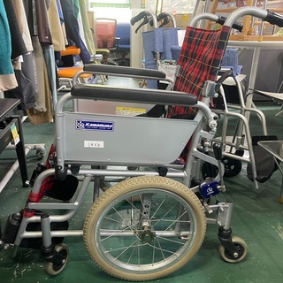 カワムラ　介助用　車椅子　KAK16-40 中古 レッド
