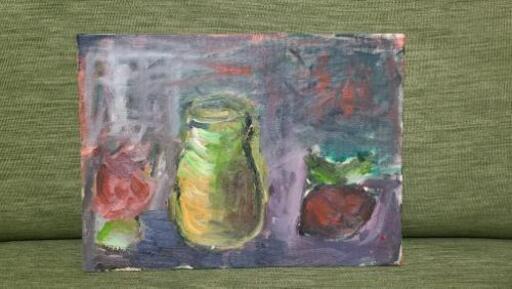 絵画『花瓶と果物①』油絵