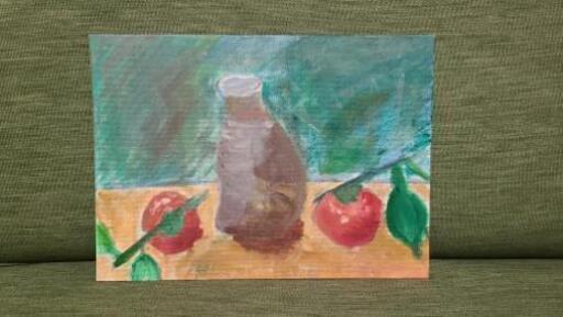 絵画『花瓶と果物②』油絵