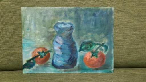 絵画『花瓶と果物③』油絵
