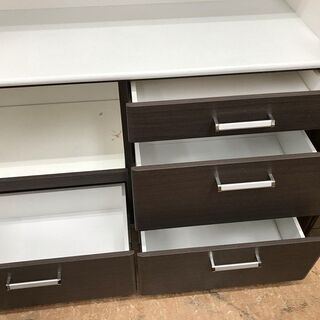 引取限定】食器棚 ホワイト×ダークブラウン【小倉南区葛原東】