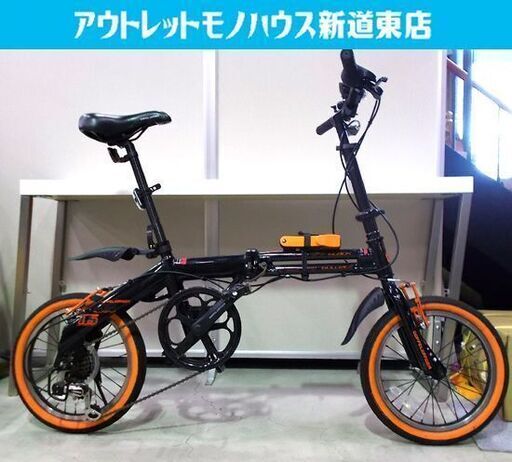 折りたたみ自転車 ドッペルギャンガー 16インチ 104 black bullet2 シマノ6段切替 黒 オレンジ ミニベロ 札幌市東区 新道東店