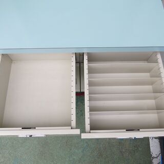 山口)下松市より 薬棚 ガラス棚 引出(鍵なし) 金庫(鍵あり) W90cm×