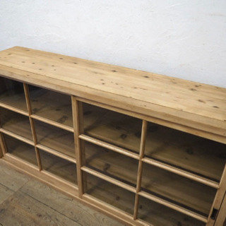 H88cm×W173cm◆大きな古い木製ガラスケース◆飾り棚食器棚