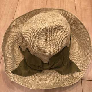 美品　麦わら帽子 折り畳みりぼん UVカット　冷感　サイズ調整可　帽子