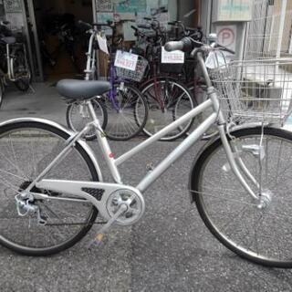 中古自転車１５０７　２６インチ　６段ギヤLEDオートライト　前かご・ハンドル・泥除け・リムがステンレス、　クランク軸がカートリッジBB(高耐久) 中古自転車1507 26インチ 6段ギヤLEDオートライト 前かご