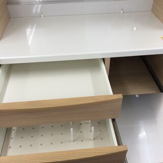 J555 【値下げ】Pamouna パモウナ 食器棚 キッチンボード WFシリーズ WFR-1000R ホワイトオーク 1000×500×2030 クリーニング済み