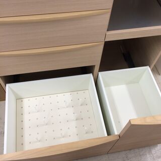 J555 【値下げ】Pamouna パモウナ 食器棚 キッチンボード WFシリーズ WFR-1000R ホワイトオーク 1000×500×2030 クリーニング済み