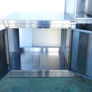 山口)下松市より　マルゼン(丸善) ステンレス調理台 ドリンクディスペンサー台 引き戸タイプ W130×D90×H134cm　BIZHE29H 山口)下松市より マルゼン(丸善) ステンレス調理台 ドリンク