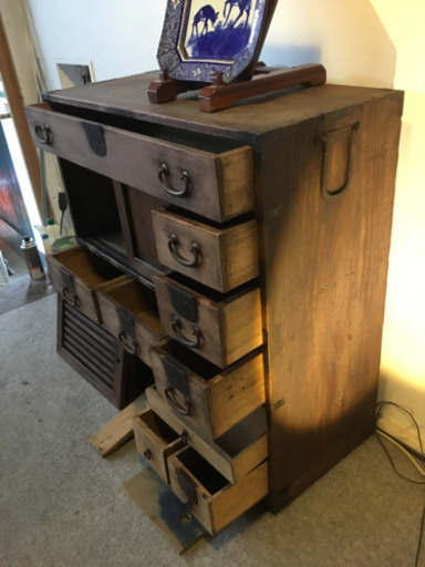 帳場箪笥 時代箪笥 時代金具 ローボード 引戸物入れ 和風 収納