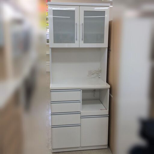 J558 ニトリ 食器棚 キッチンボード クリスナ KRISNA 80KB-WH ホワイト 800×510×2005 クリーニング済み