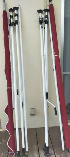 オーニング テント つっぱり式 幅 2m ワインレッド