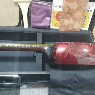 津軽三味線　紫檀　三つ折れ　再生皮(黒)