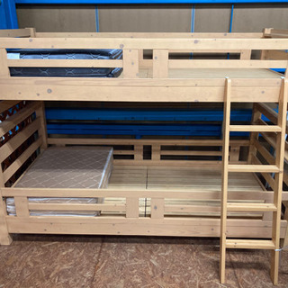 2段ベッド　木製　マット付　中古
