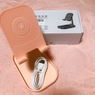 【新品】スマホ ワイヤレス充電 ピンク スマホスタンド