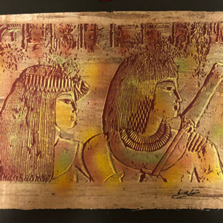 パピルス絵画  （夫婦仲の象徴・縁起物）（エジプトにて購入…