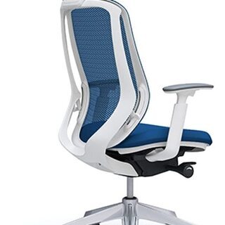 【美品】オカムラ オフィスチェア Sylphy(シルフィー) エキストラハイバック メッシュ アジャストアーム アルミ脚 ホワイトフレーム C68ABW-FMP3 ミディアムブルー