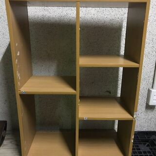 木製 5ヶ所 本棚 収納棚 シェルフ 2段 3段 2列 幅63c...