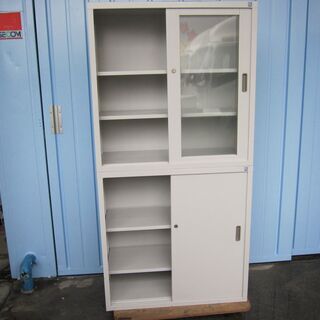 上下書庫セット　ガラス　/　引違い　ニューグレー　コクヨ製　RBC-H2GW   RBC-H2W