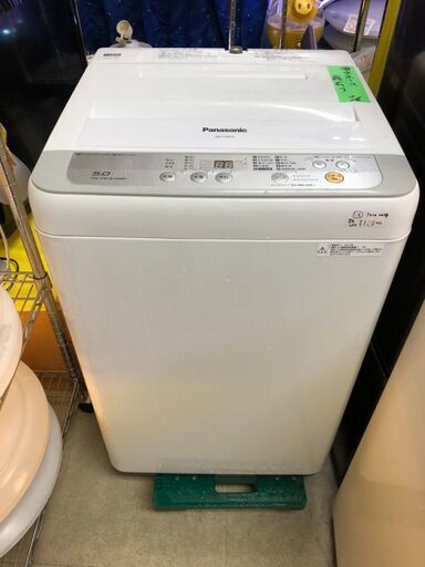 ☆中古激安！　Panasonic　パナソニック　全自動洗濯機　5.0㎏　2017年製　（排水ホースに少々難あり）　 NA-F50B10　幅56㎝Ｘ奥行き57㎝Ｘ高さ88㎝  【KBE049】￥12,800！！