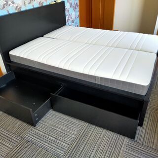 IKEA 収納付きダブルベッド＆スプリングマット2つ