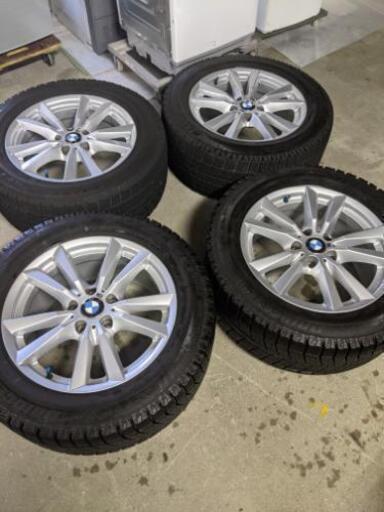 BMW  X5　ランフィアットスタッドレス付純正18インチアルミホイール 5穴 ブリヂストン BLIZZAK 4本セットバリ山