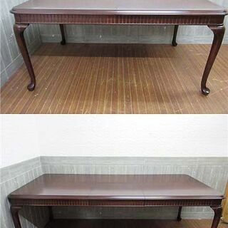 ss2442　札幌市内・札幌近郊限定　マルニ　ダイニング7点セット 　maruni　ブリティッシュコレクション　伸長テーブル 　椅子　6脚　いす　イス　エクステンション　食卓セット 　洋風　肘なし椅子　アームレス　布張りチェア