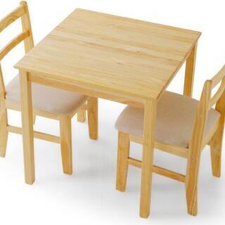 ダイニングテーブル　正方形　椅子２脚付き　茶色　木目調　