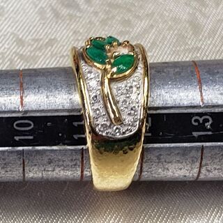 k18 18金 Pt900 エメラルド ルビー ダイアモンド リング E-002