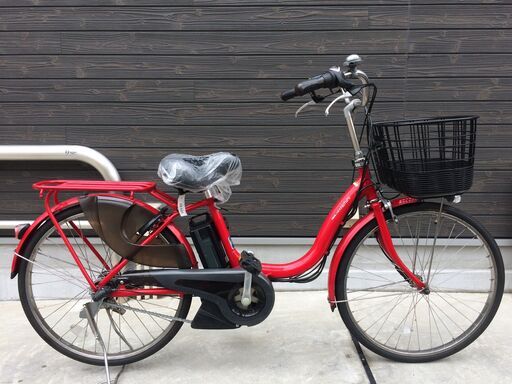 地域限定送料無料　ヤマハ　パス　ナチュラ　12,3AH　24インチ　赤　アシスタ　ビビ　神戸市　電動自転車