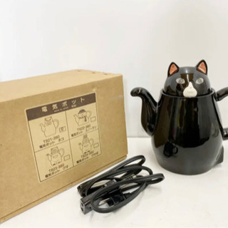 美品 日本製 黒猫 電気ポット ポット ティーポット 猫 可愛い...