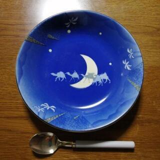 【ネット決済】月の砂漠柄の大皿5枚、スプーン5本