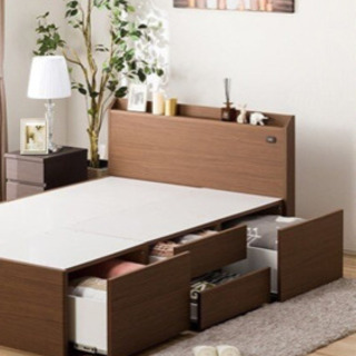 【もえか】セミダブルベッド 引き出し付き ダークブラウン ニトリ セミダブルベッド 美品 ダークブラウン