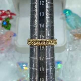 中古品】K18 12面トリプル 喜平リング 2.7g 15.5号[20