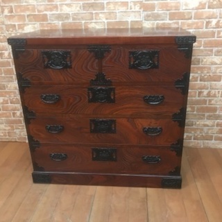 飛鳥民芸 整理箪笥 欅箪笥 工芸家具 4段5杯