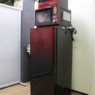 hレッド/ブラック家電3点セット　冷蔵庫110L/オーブンレンジ...