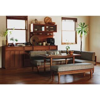 美品　unico(ウニコ）WICK（ウィック）シリーズ３点セット　新品合計価格　196,460円　ダイニングテーブル＋ベンチアーム＋ベンチバックレスト　リビングダイニング兼用　ダイニングセット　食卓セット