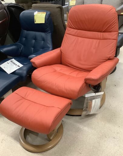 EKORNES/エコーネス ストレスレスチェア オットマンセット オレンジ【ユーズドユーズ名古屋天白店】 J799