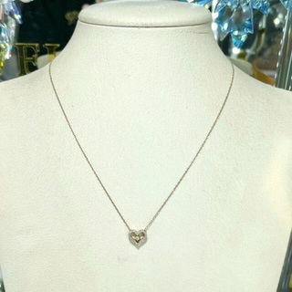 (中古品) K10PG 0.14ctダイヤモンドハートトップ付ネックレス［18］