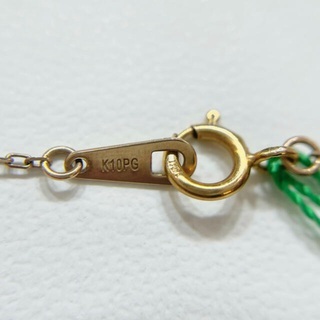 (中古品) K10PG 0.14ctダイヤモンドハートトップ付ネックレス［18］