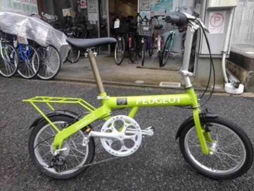 中古自転車１５１５　プジョー　コリブリ　１６インチ　７段ギア　アルミフレーム　ワイヤー錠　ライトは付属していません　ハンドルのみ折り畳みます