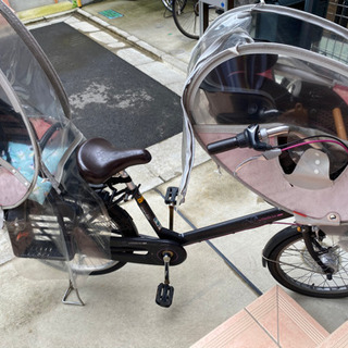 【ネット決済】幼児３人乗り自転車　デリシアデュオ　前レインカバー付