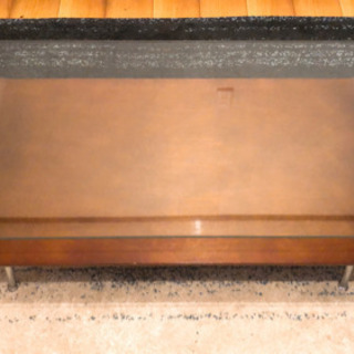 ローテーブル(ガラス天板、木目調物置スペース付き)