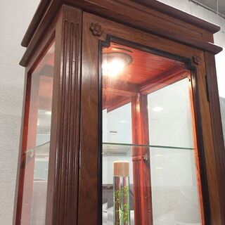 ロイズアンティークス 飾り棚 アンティーク家具 コレクション ガラス製 無垢材 キャビネット
