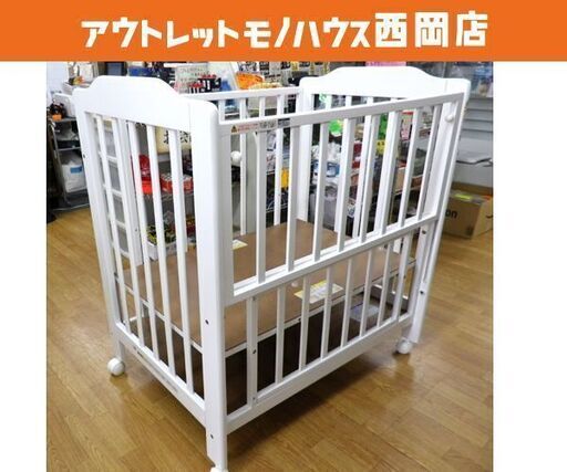 カトージ ベビーベッド ミニベビーベッド ホワイト 新生児~ 幅95㎝ ベビー用品 キャスター付き 札幌市 西岡店